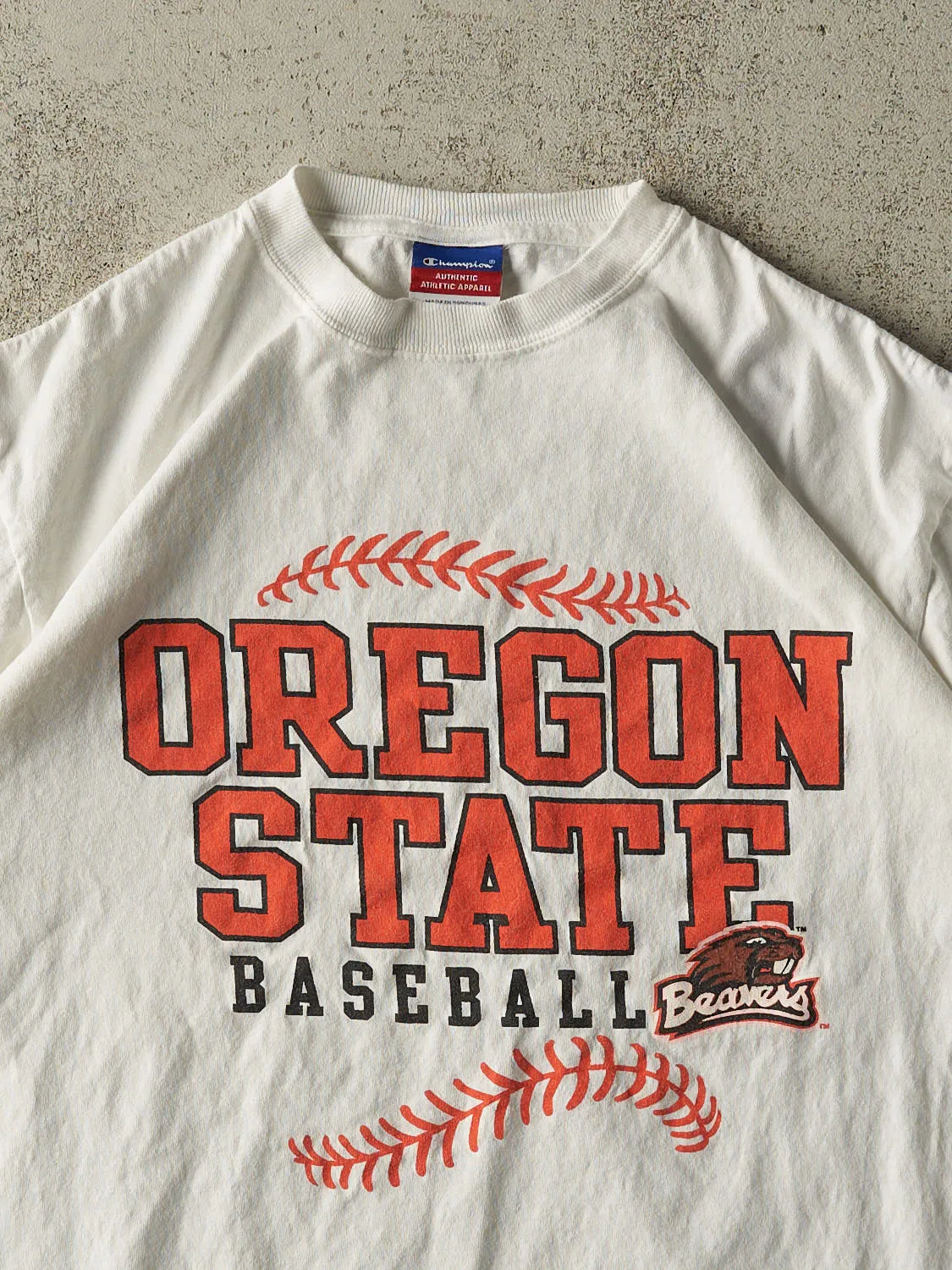 Vintage 90s White Champion Oregon State Baseball Tee (M) sold by Rebalance Vintage product image thumbnail 2