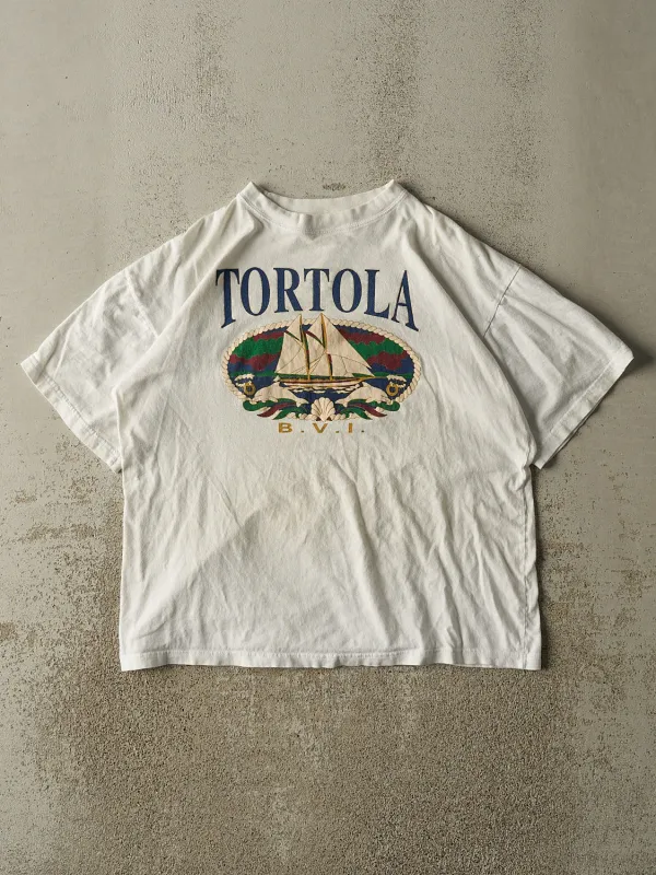 Vintage 90s White Tortola Tee (M/L) sold by Rebalance Vintage