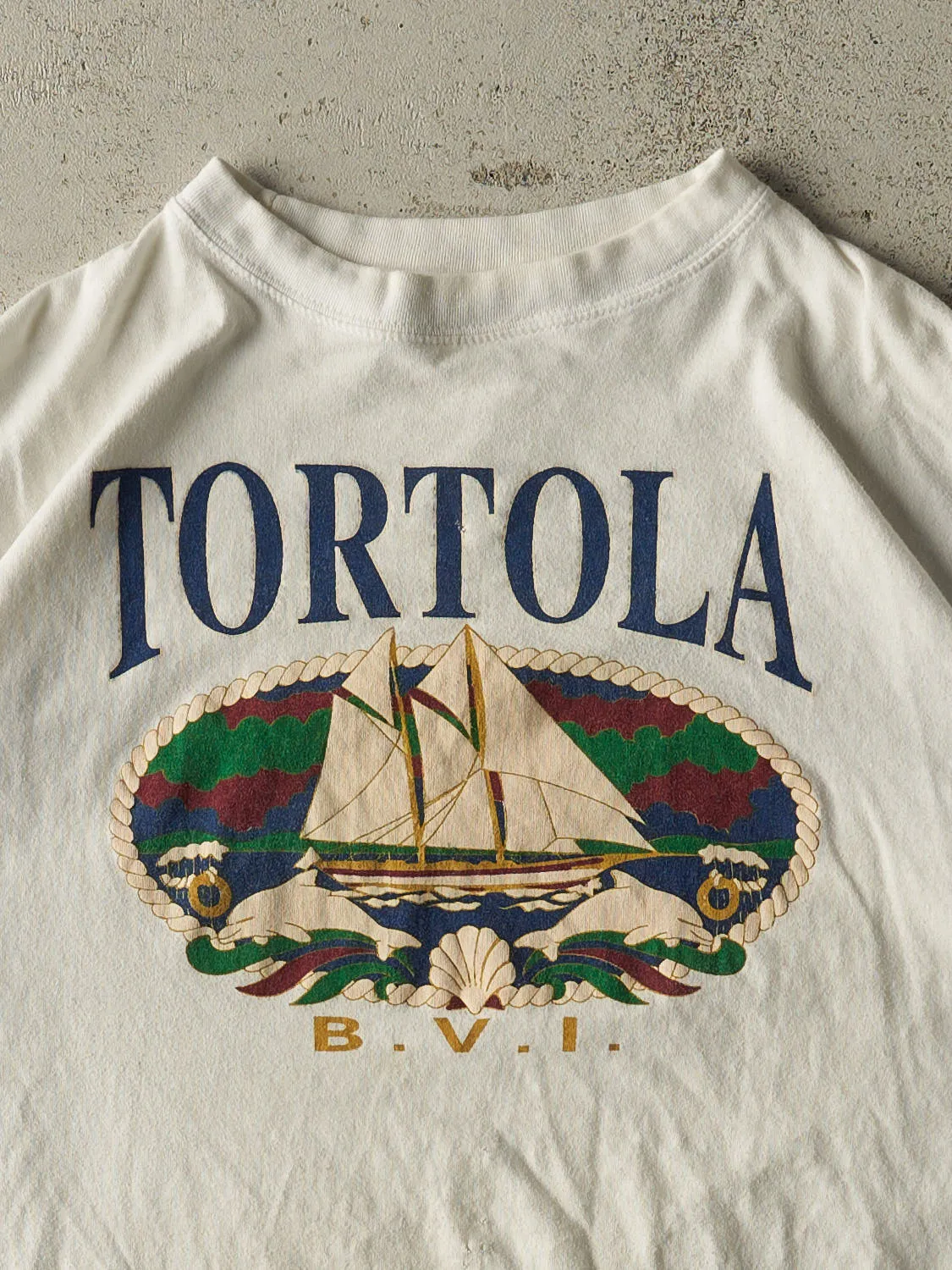 Vintage 90s White Tortola Tee (M/L) sold by Rebalance Vintage product image thumbnail 2