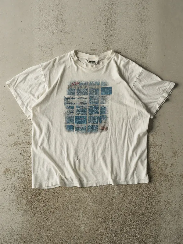 Vintage 90s White Fishing Tee (L/XL) sold by Rebalance Vintage