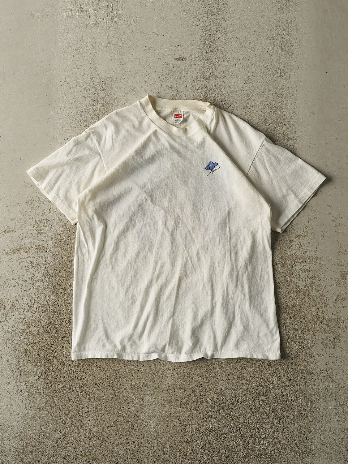 Vintage 80s White Floral Tee (S/M) sold by Rebalance Vintage