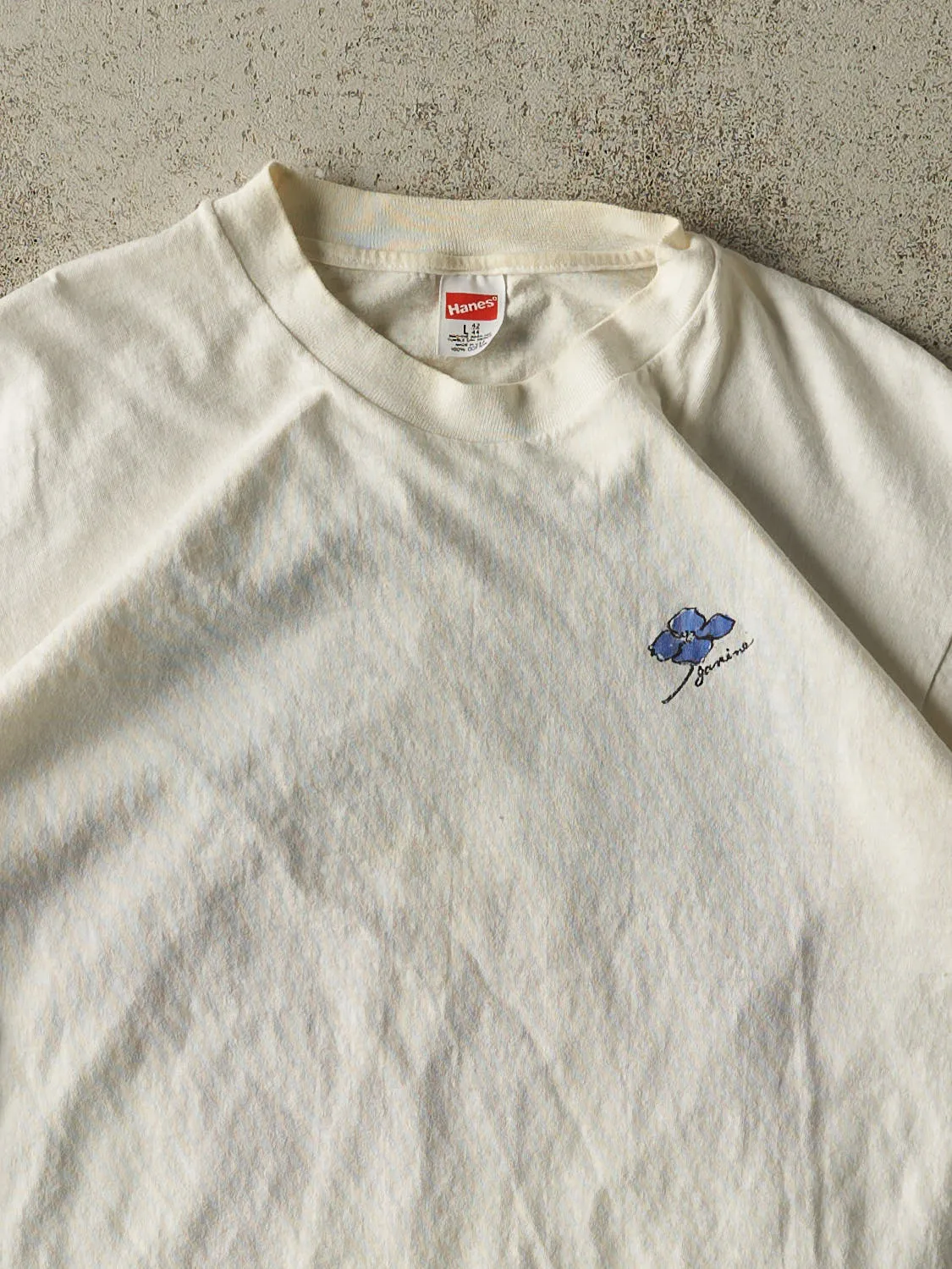 Vintage 80s White Floral Tee (S/M) sold by Rebalance Vintage product image thumbnail 3