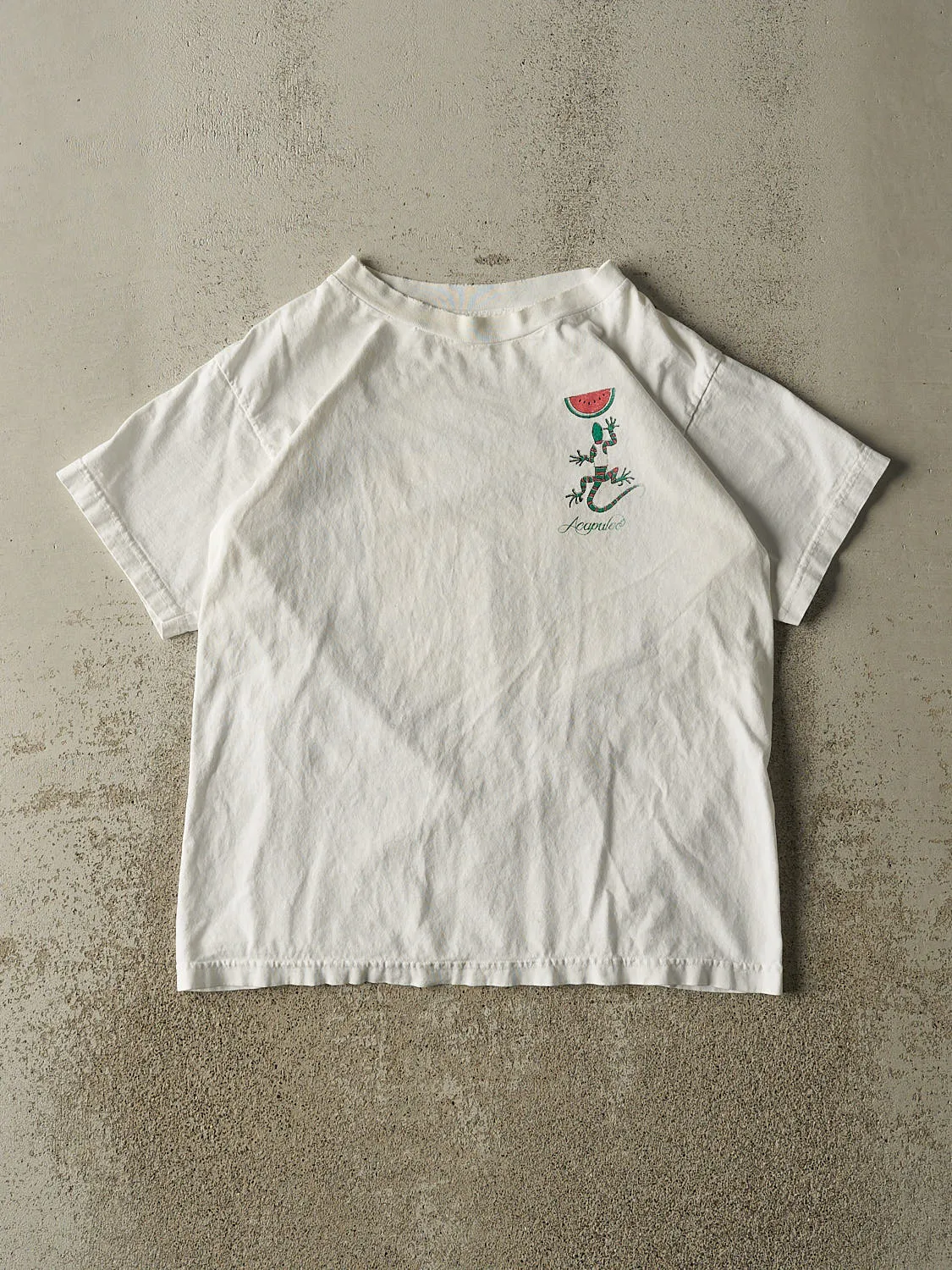 Vintage 90s White Acapulco Tee (S/M) sold by Rebalance Vintage
