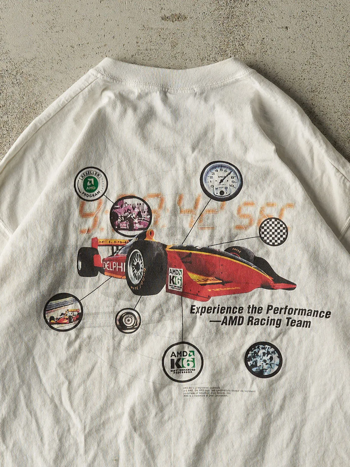 Vintage 90s White AMD Racing Team Tee (L/XL) sold by Rebalance Vintage product image thumbnail 4