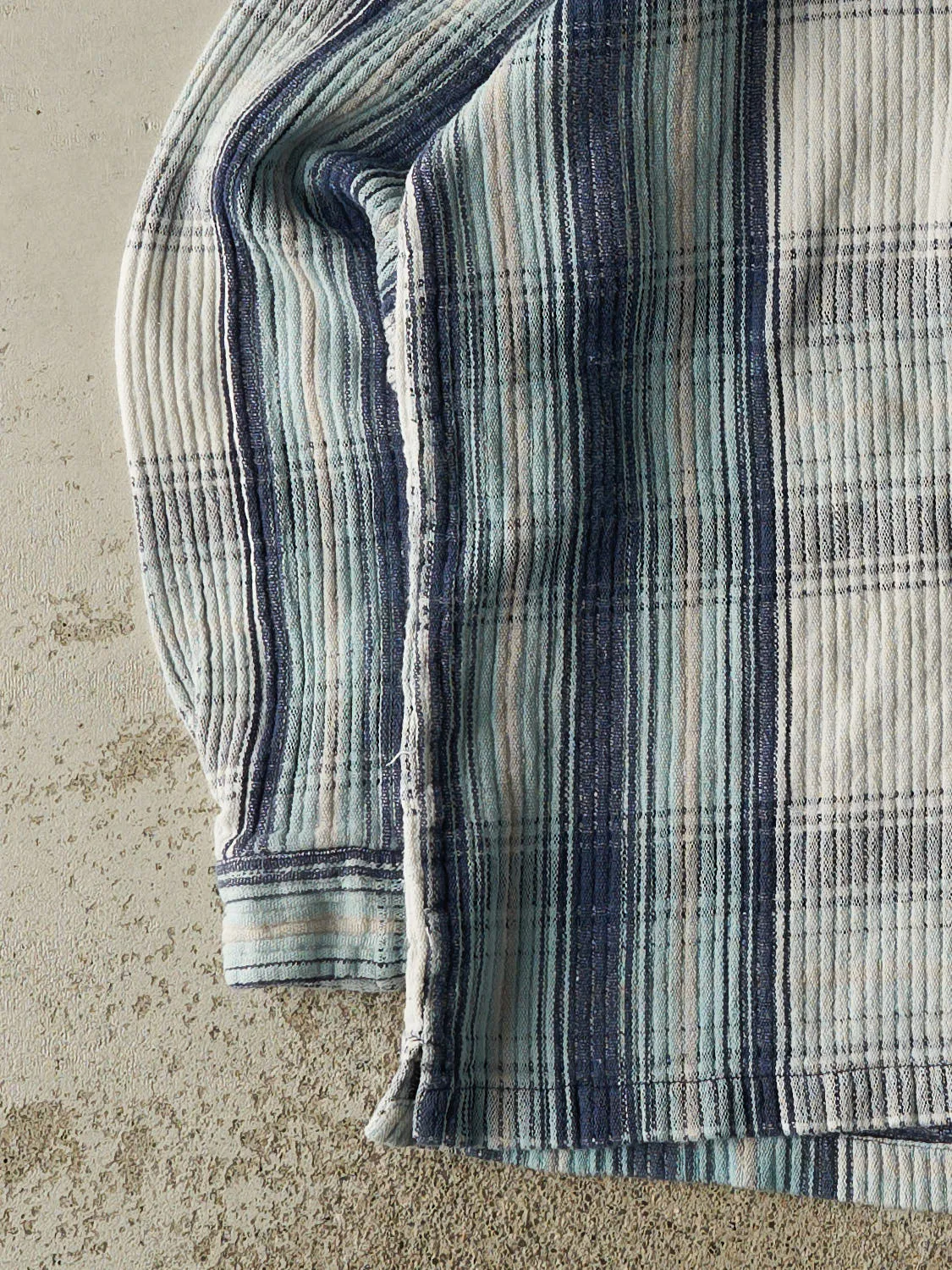 Vintage 90s Blue Plaid Quarter Zip Long Sleeve (L) sold by Rebalance Vintage product image thumbnail 3