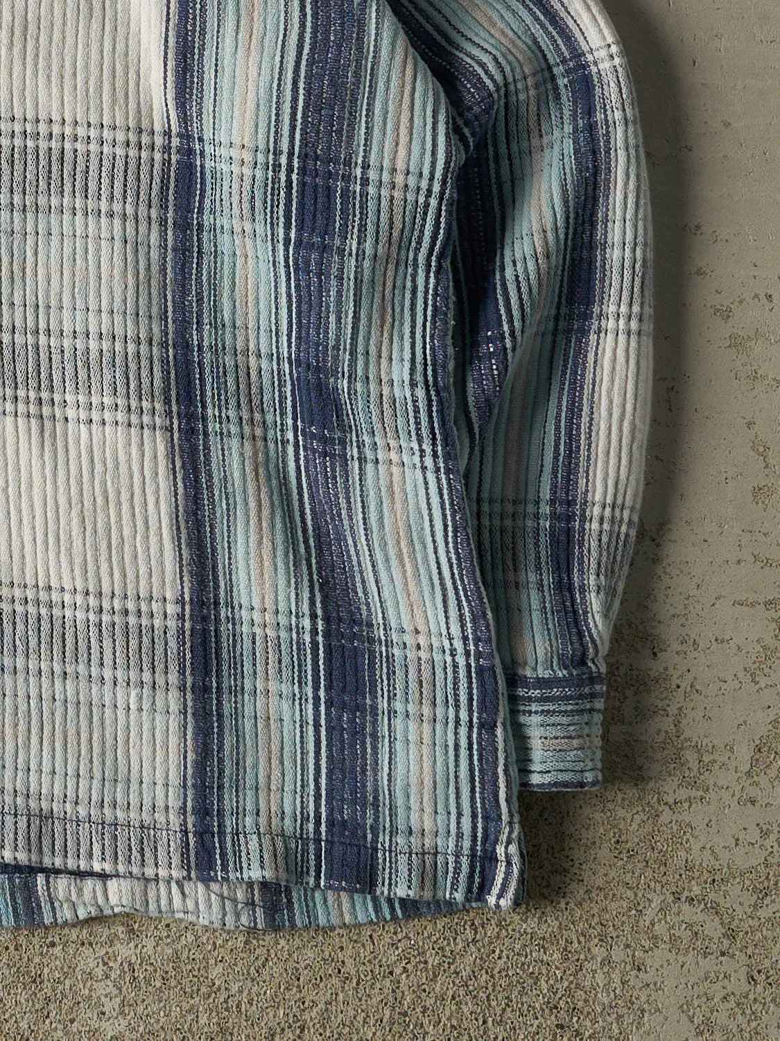 Vintage 90s Blue Plaid Quarter Zip Long Sleeve (L) sold by Rebalance Vintage product image thumbnail 4