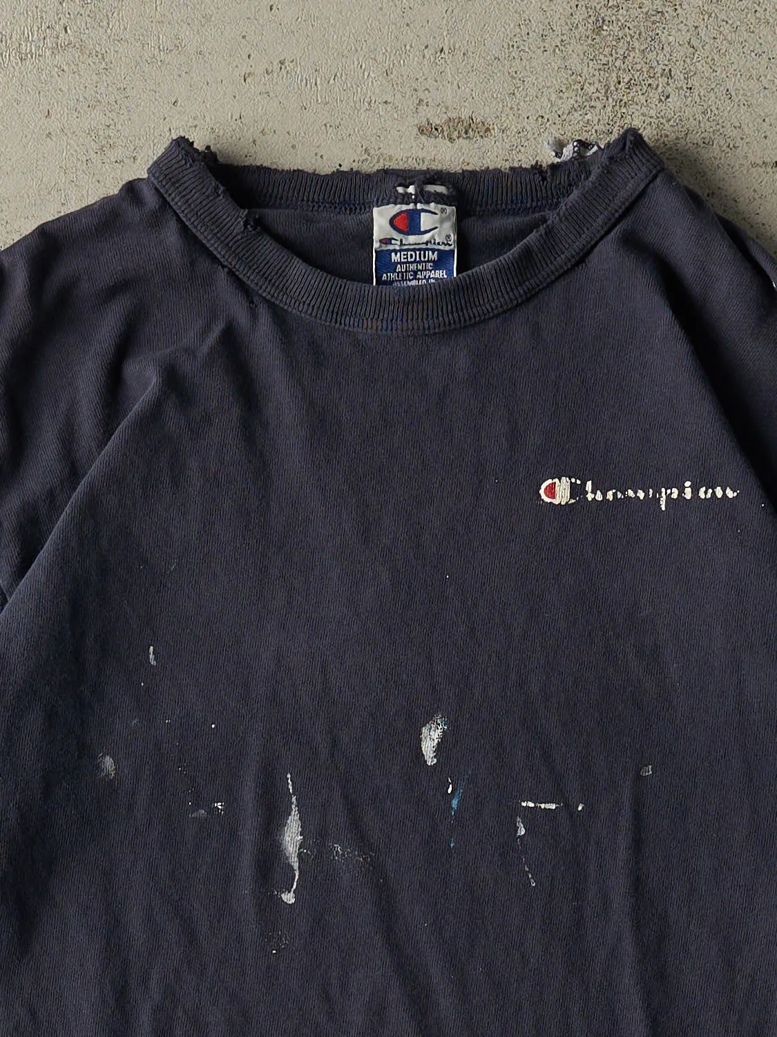Vintage 90s Navy Blue Champion Tee (S/M) sold by Rebalance Vintage product image thumbnail 2
