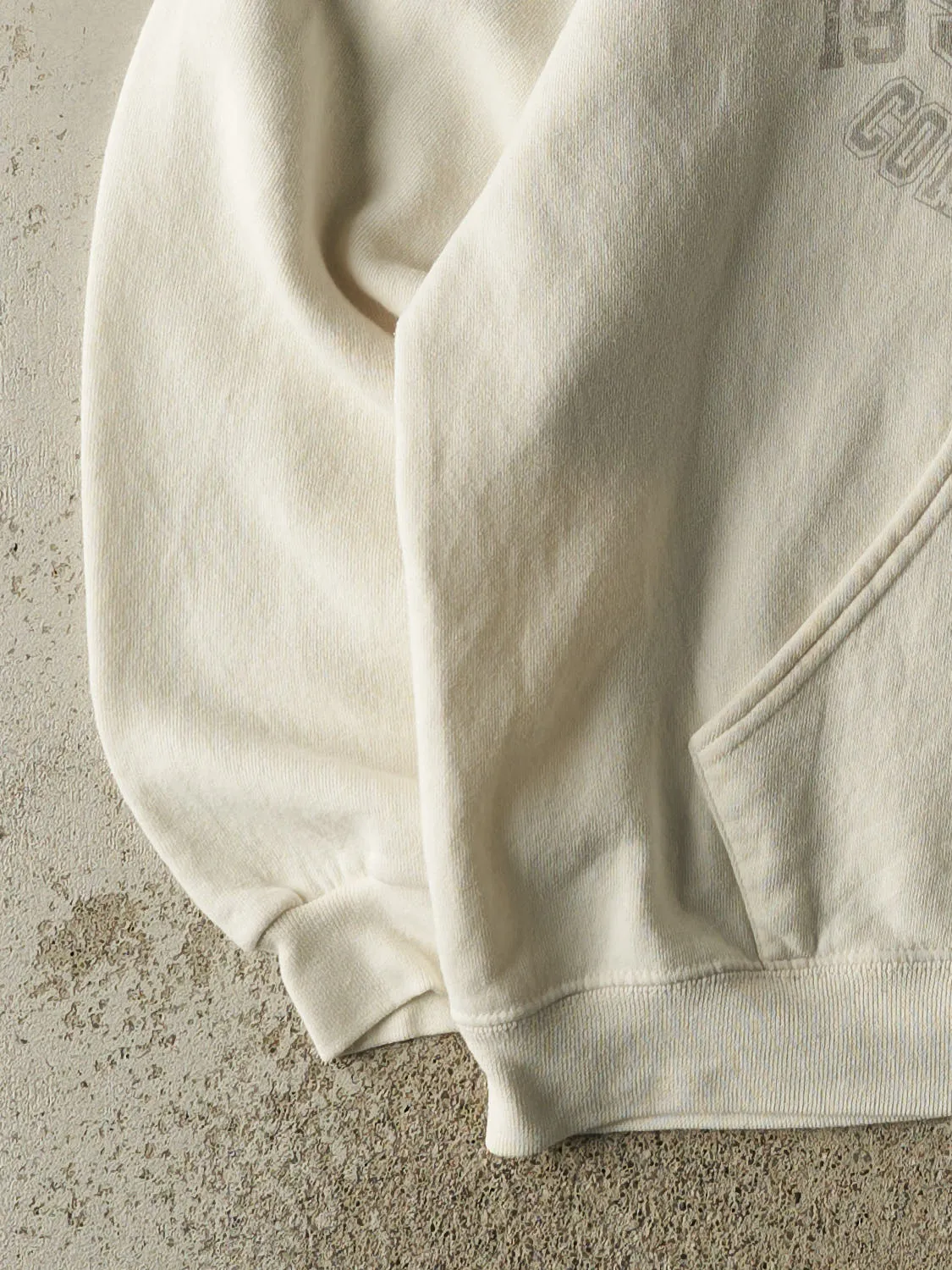 Vintage Y2K Beige Russell Athletic Quarter Zip Hoodie (M/L) sold by Rebalance Vintage product image thumbnail 3