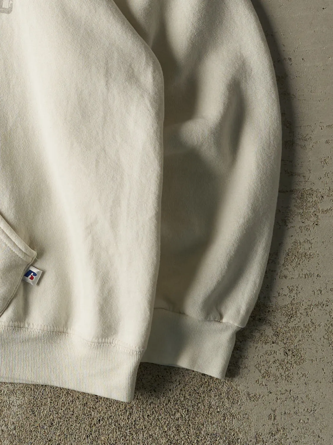 Vintage Y2K Beige Russell Athletic Quarter Zip Hoodie (M/L) sold by Rebalance Vintage product image thumbnail 4