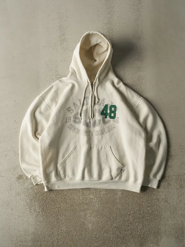 Vintage Y2K Beige Russell Athletic Quarter Zip Hoodie (M/L) sold by Rebalance Vintage