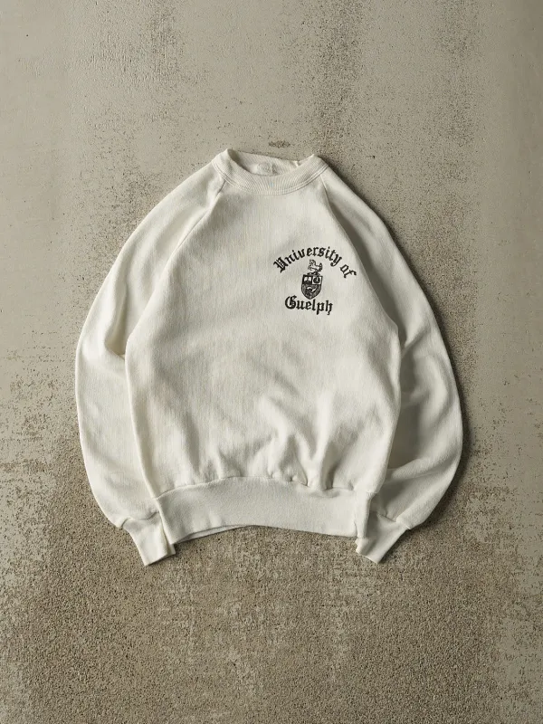Vintage 80s White University of Guelph Crewneck (XXS/XS) sold by Rebalance Vintage