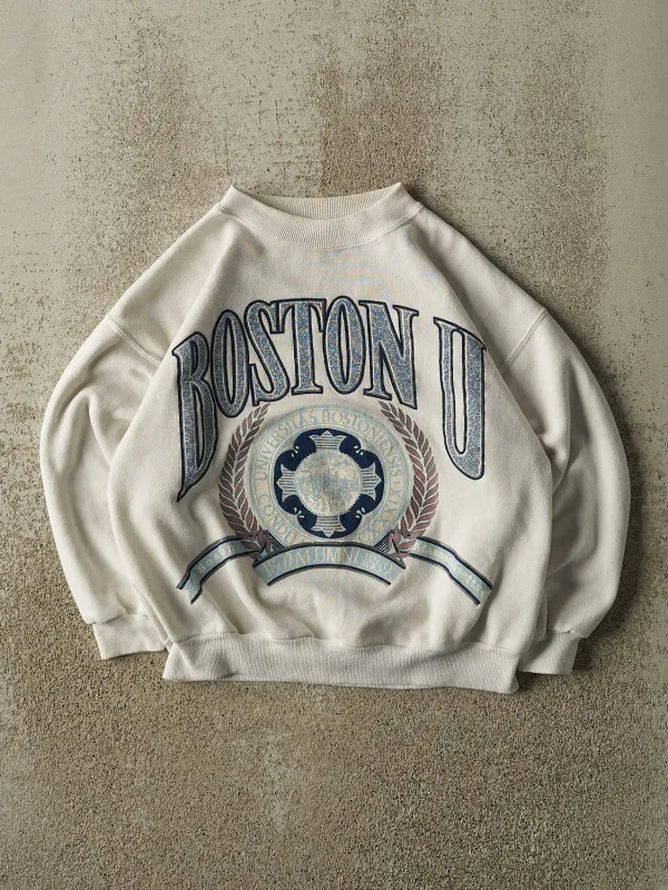 Vintage 80s White Boston University Alumni Crewneck (XXS/XS) sold by Rebalance Vintage