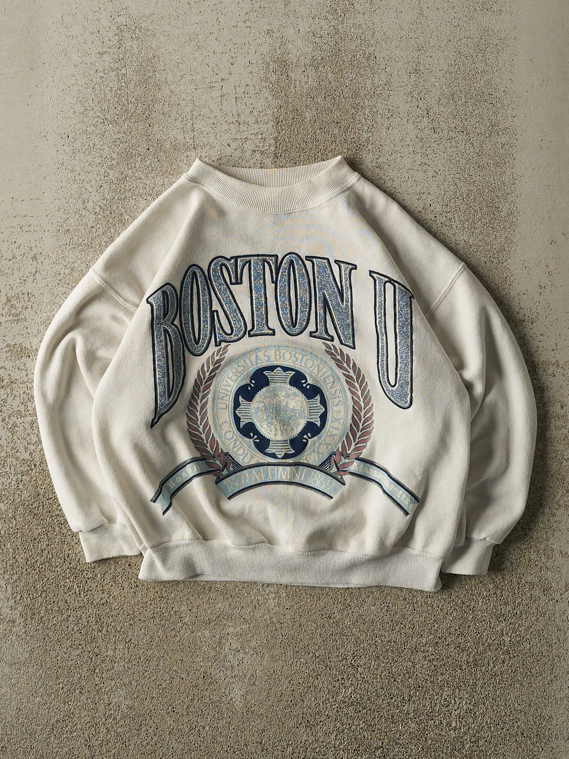 Vintage 80s White Boston University Alumni Crewneck (XXS/XS) sold by Rebalance Vintage