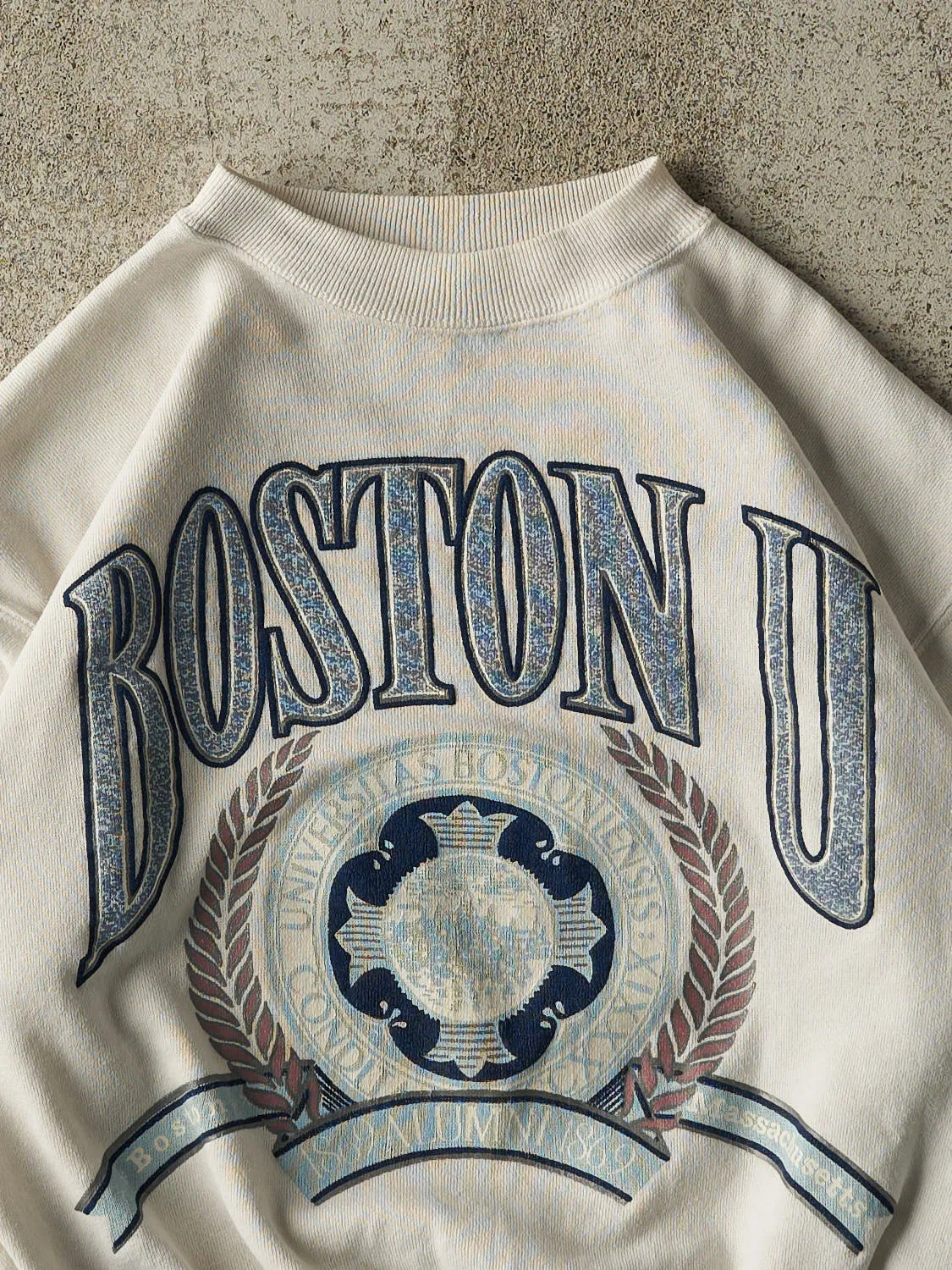 Vintage 80s White Boston University Alumni Crewneck (XXS/XS) sold by Rebalance Vintage product image thumbnail 2