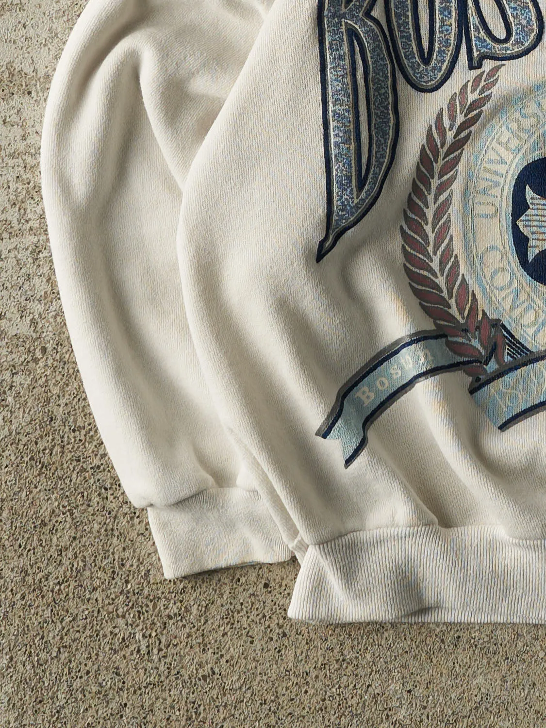 Vintage 80s White Boston University Alumni Crewneck (XXS/XS) sold by Rebalance Vintage product image thumbnail 3