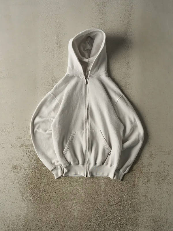 Vintage 90s White Russell Athletic Blank Zip Up Hoodie (S/M) sold by Rebalance Vintage