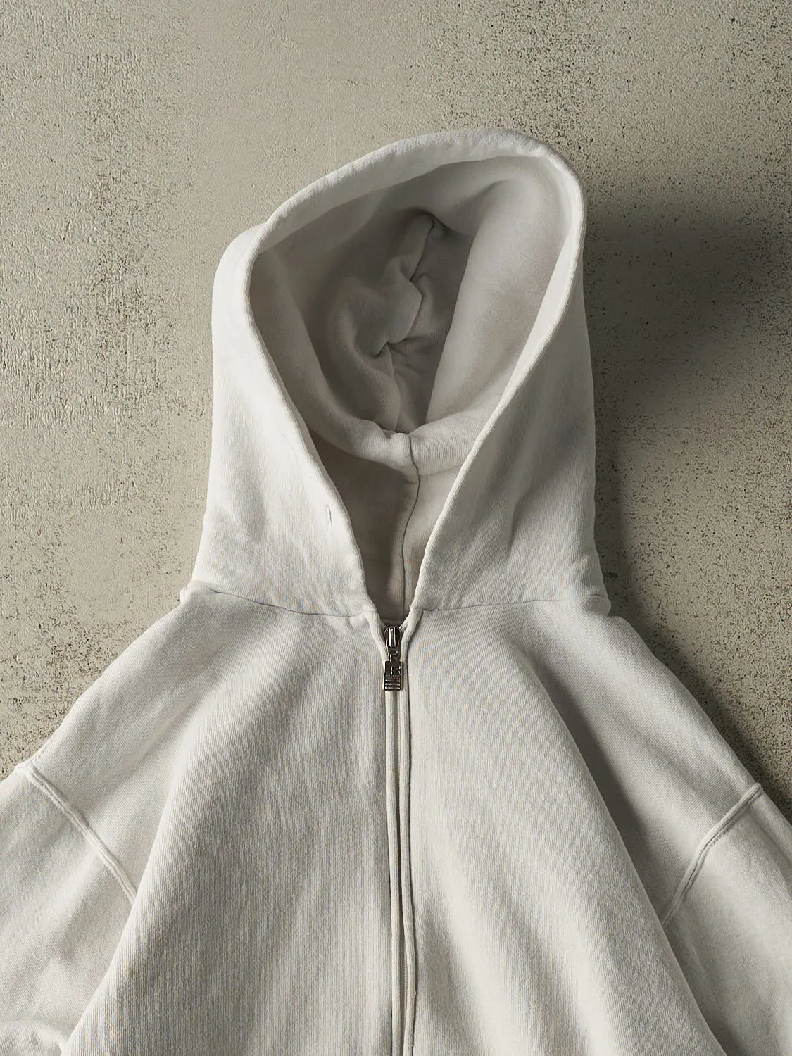 Vintage 90s White Russell Athletic Blank Zip Up Hoodie (S/M) sold by Rebalance Vintage product image thumbnail 2