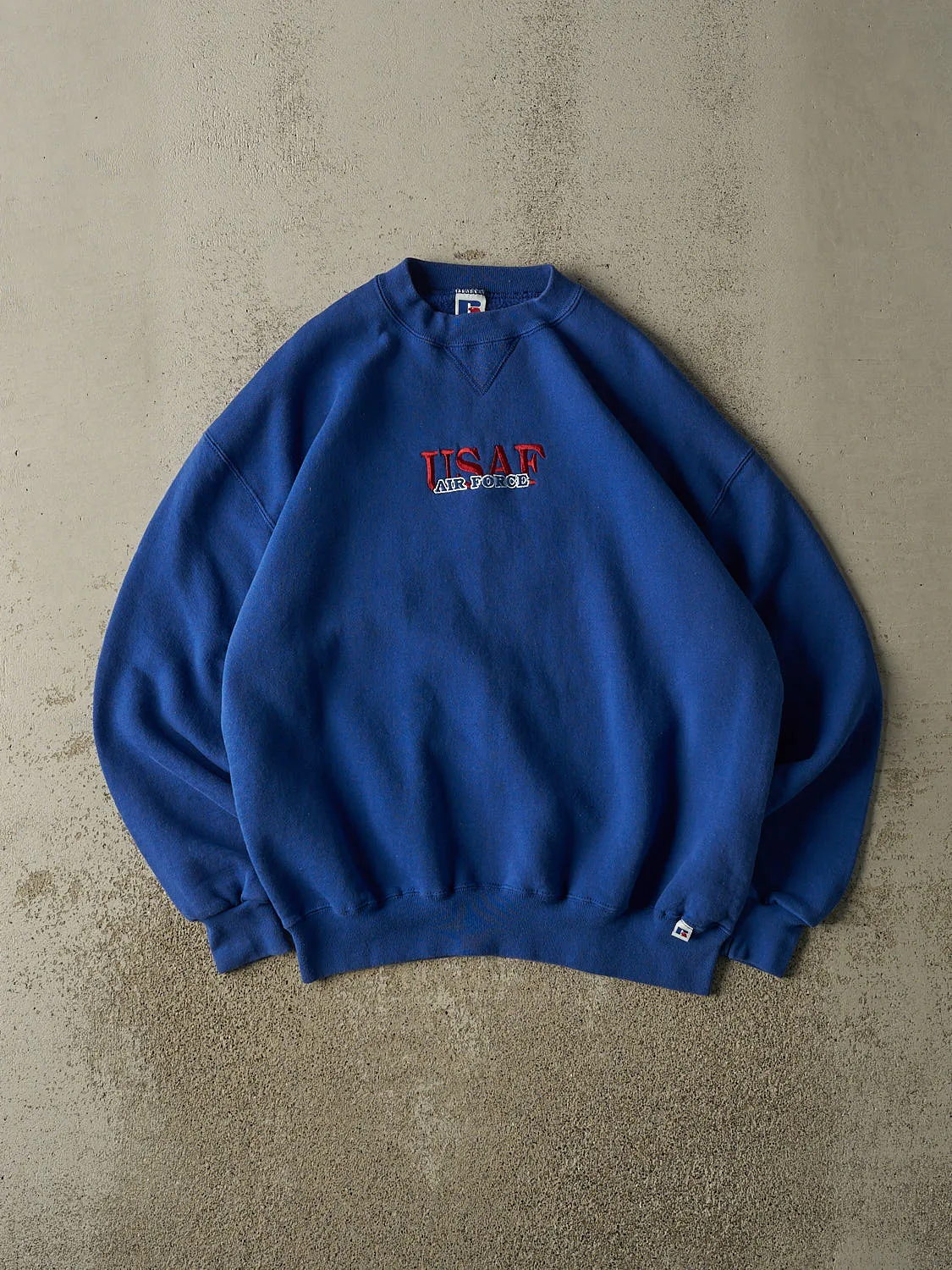 Vintage 90s Blue Russell Athletic USAF Air Force Crewneck (L/XL) sold by Rebalance Vintage