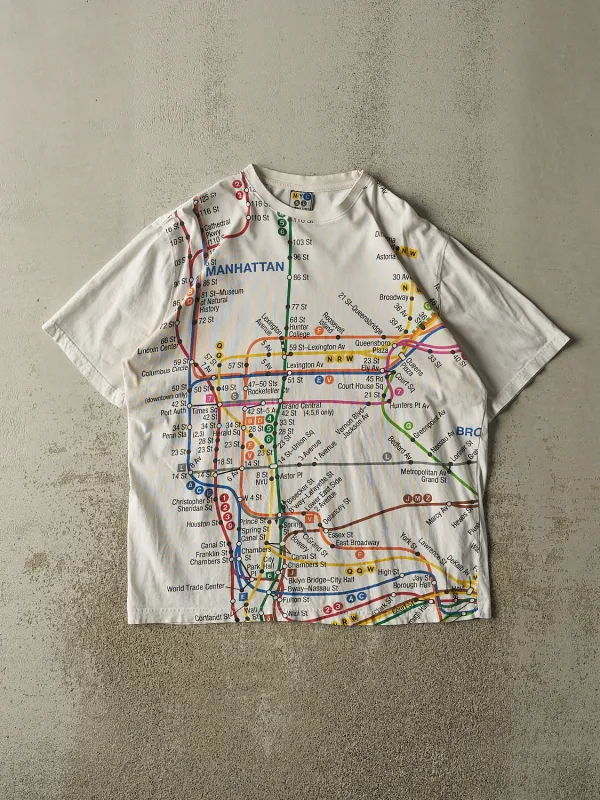 Vintage Y2K White New York City Subway Line Tee (XL) sold by Rebalance Vintage