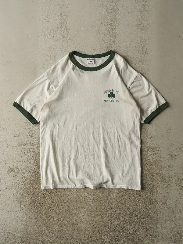 Vintage 90s White New York Irish Pub Ringer Tee (L/XL) sold by Rebalance Vintage