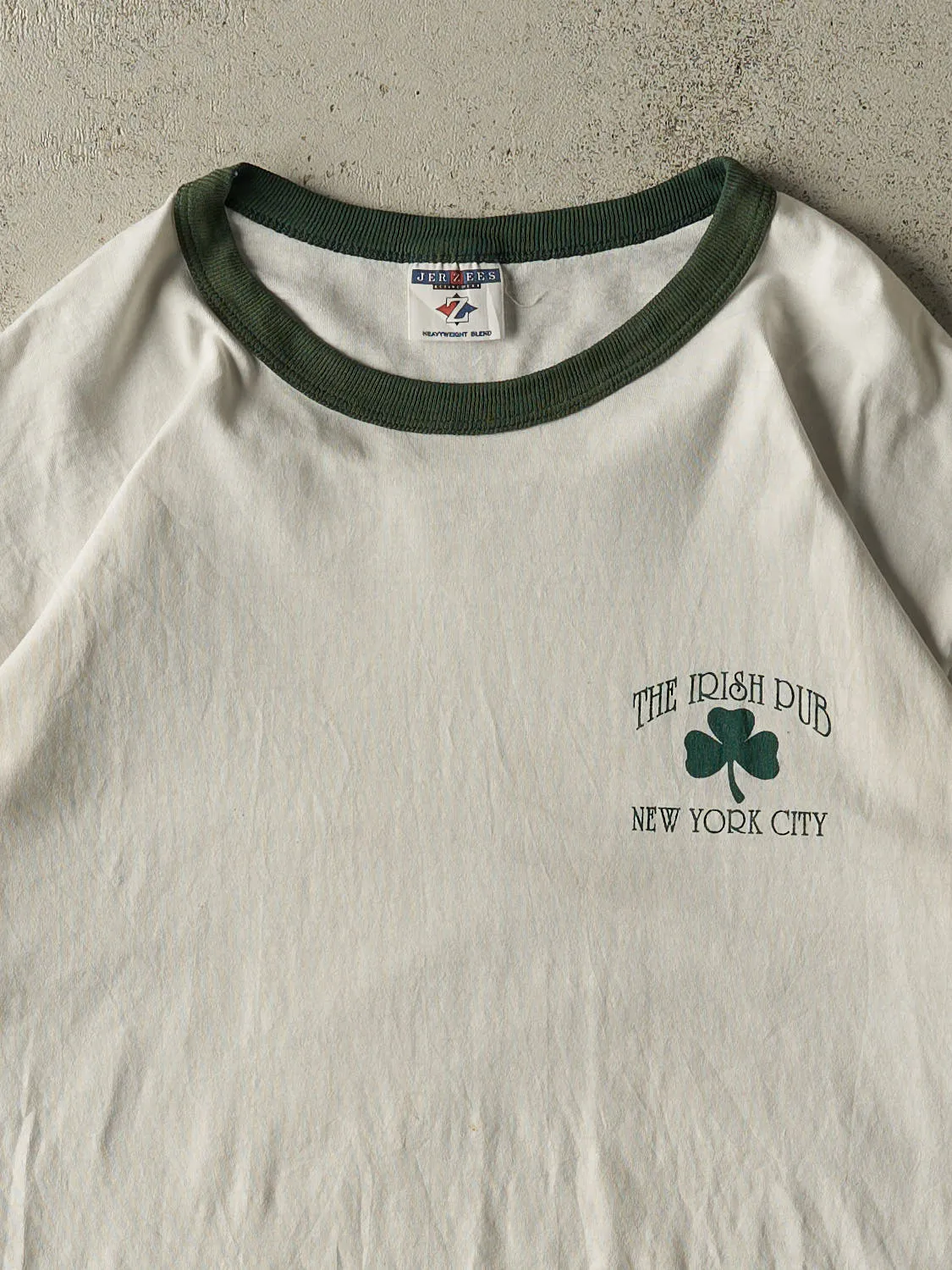 Vintage 90s White New York Irish Pub Ringer Tee (L/XL) sold by Rebalance Vintage product image thumbnail 2