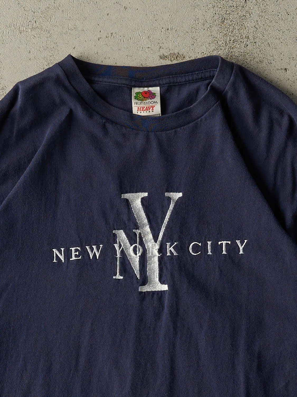 Vintage Y2K Navy Blue New York City Embroidered Tee (M/L) sold by Rebalance Vintage product image thumbnail 2
