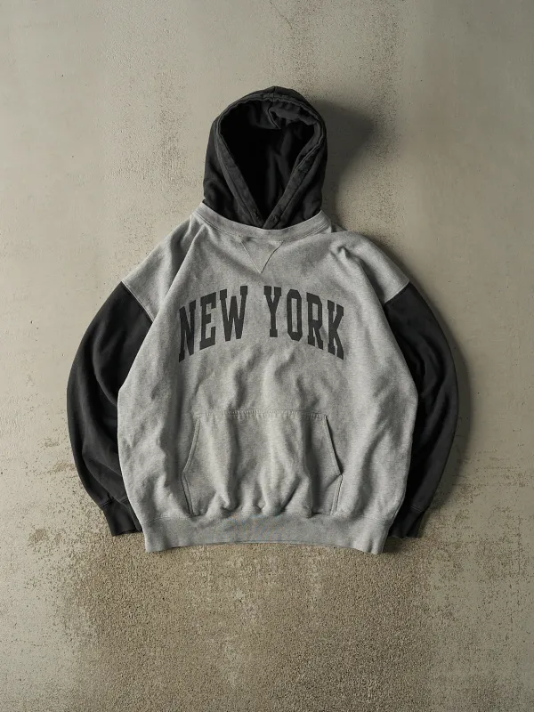 Vintage 90s Heather Grey New York Two Tone Hoodie (XL) sold by Rebalance Vintage