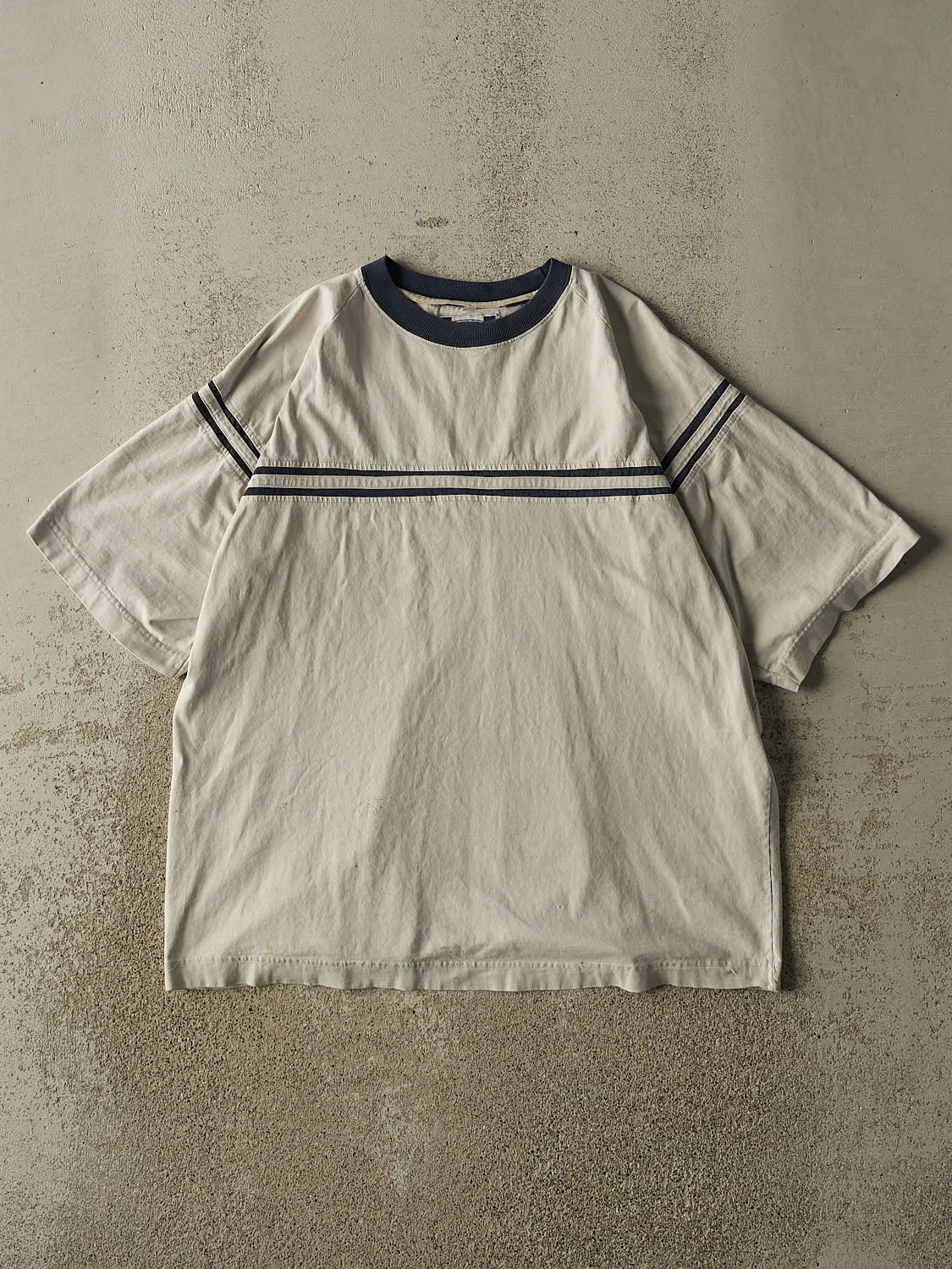 Vintage 90s Beige Point Zero Striped Tee (L/XL) sold by Rebalance Vintage