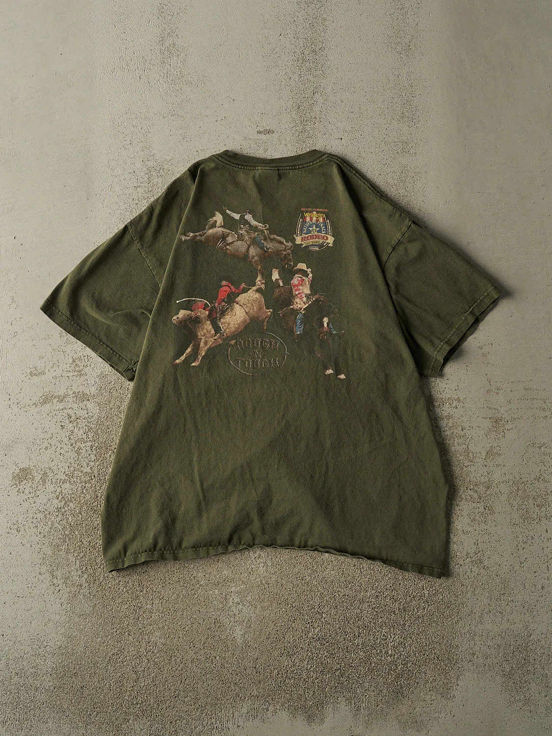 Vintage 07' Sun Faded Green Wrangler Rodeo Las Vegas Tee (XL) sold by Rebalance Vintage product image thumbnail 2
