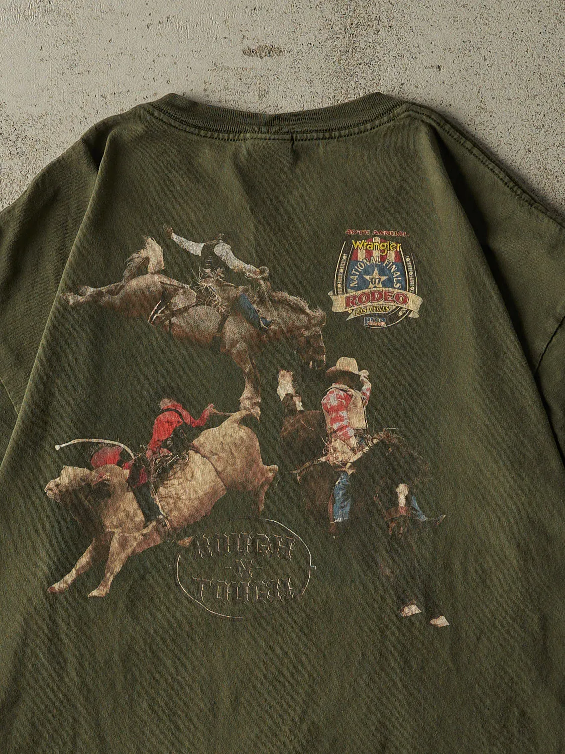 Vintage 07' Sun Faded Green Wrangler Rodeo Las Vegas Tee (XL) sold by Rebalance Vintage product image thumbnail 4
