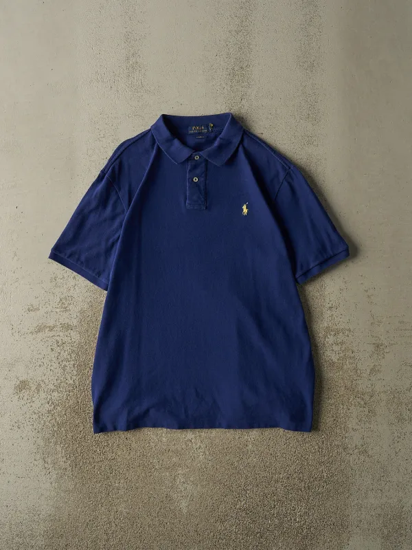 Vintage Y2K Royal Blue Polo Quarter Button Tee (L/XL) sold by Rebalance Vintage
