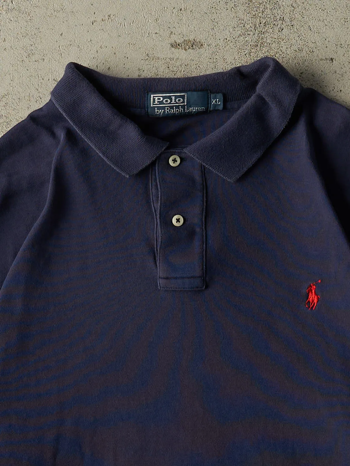 Vintage 90s Navy Blue Polo Quarter Button Tee (L/XL) sold by Rebalance Vintage product image thumbnail 2