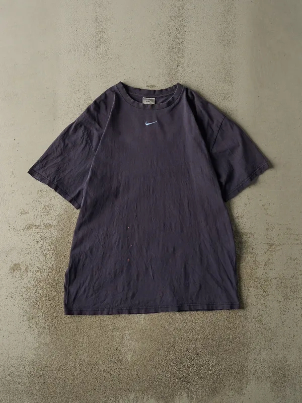 Vintage Y2K Navy Blue Nike Middle Swoosh Embroidered Tee (L/XL) sold by Rebalance Vintage