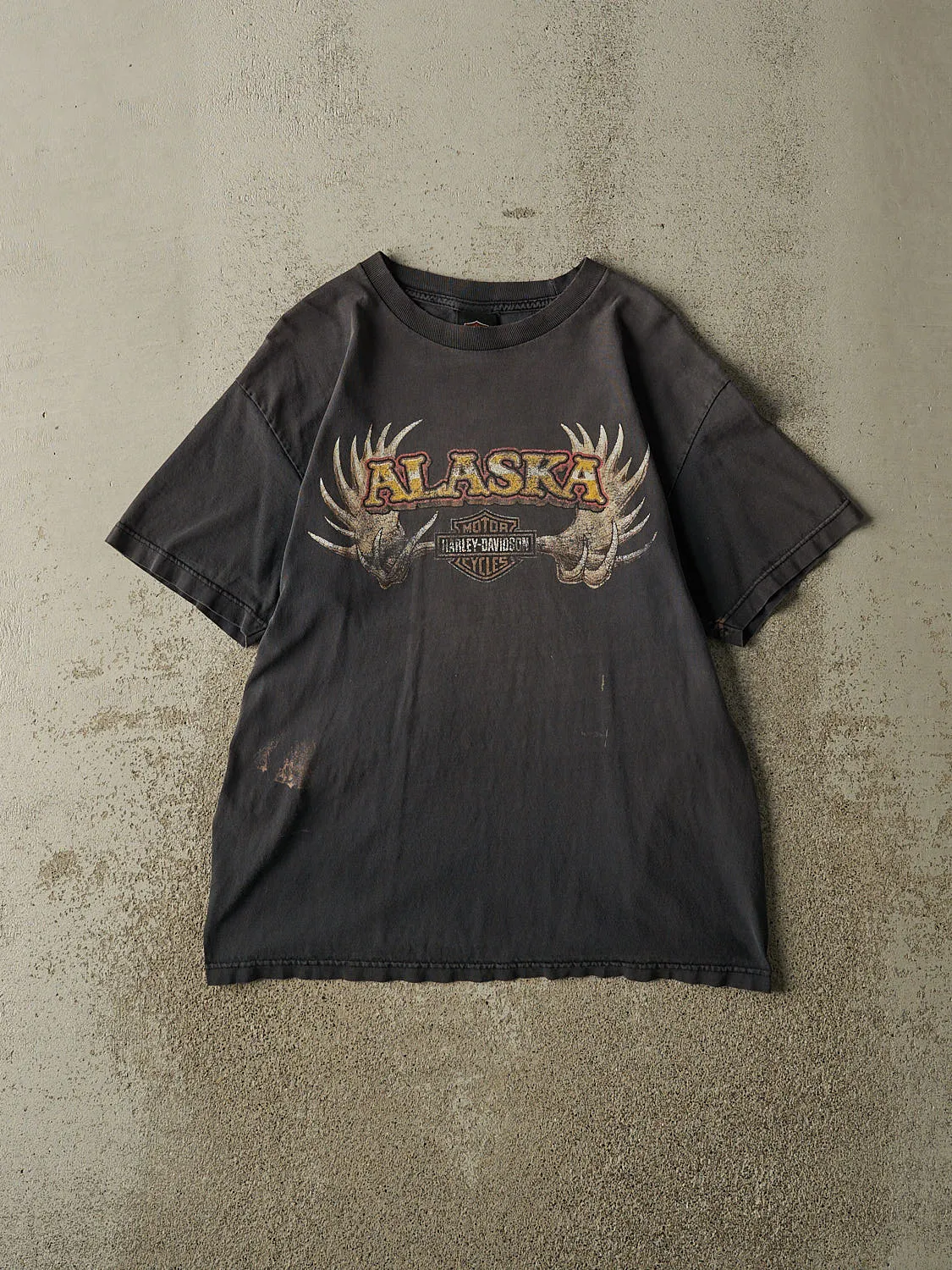 Vintage 13' Faded Black Harley Davidson Denali Park Alaska Tee (M/L) sold by Rebalance Vintage