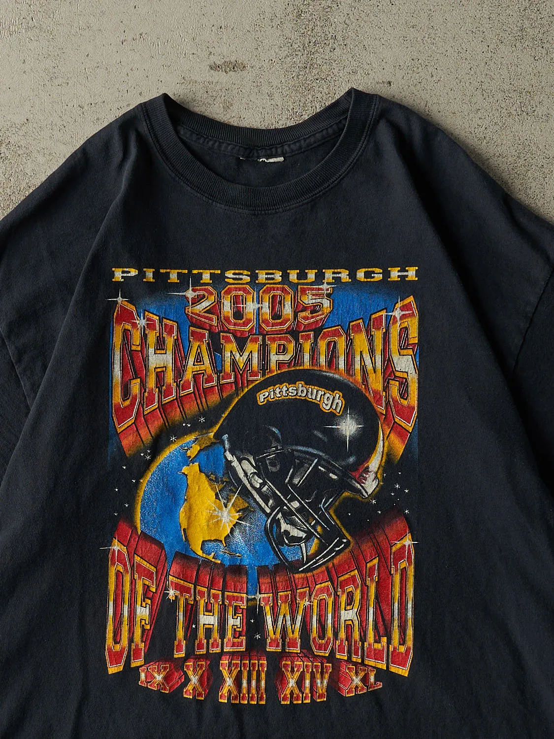 Vintage 05' Faded Black Pittsburgh Steelers World Champions Tee (L/XL) sold by Rebalance Vintage product image thumbnail 2