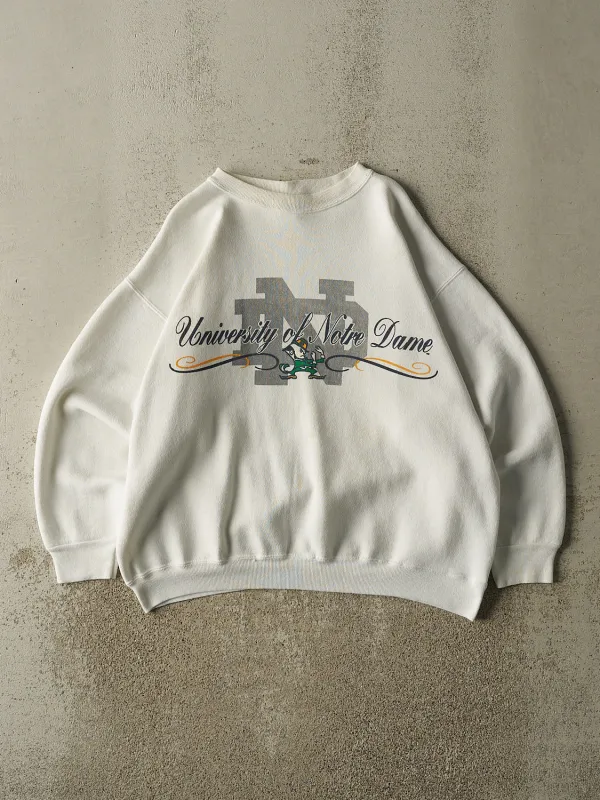 Vintage 80s White University of Notre Dame Crewneck (L/XL) sold by Rebalance Vintage