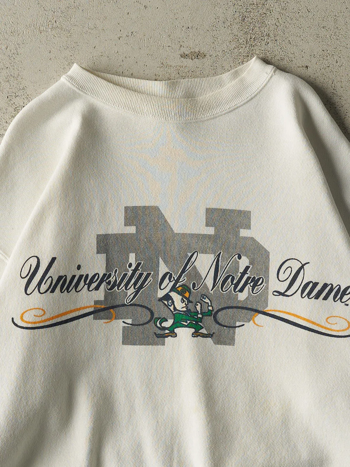 Vintage 80s White University of Notre Dame Crewneck (L/XL) sold by Rebalance Vintage product image thumbnail 2