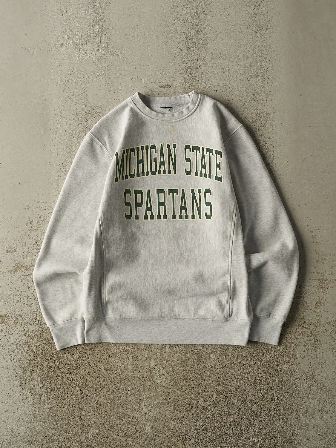 Vintage 90s Heather Grey Michigan State Spartans Crewneck (XS/S) sold by Rebalance Vintage