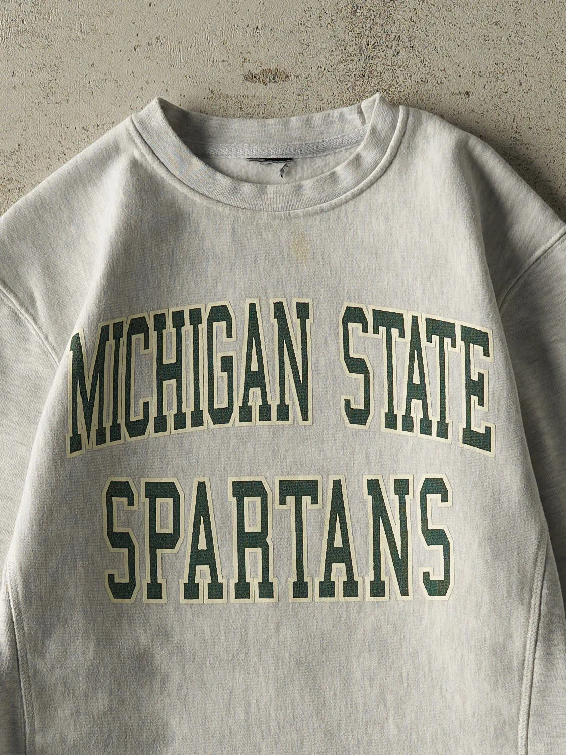 Vintage 90s Heather Grey Michigan State Spartans Crewneck (XS/S) sold by Rebalance Vintage product image thumbnail 2