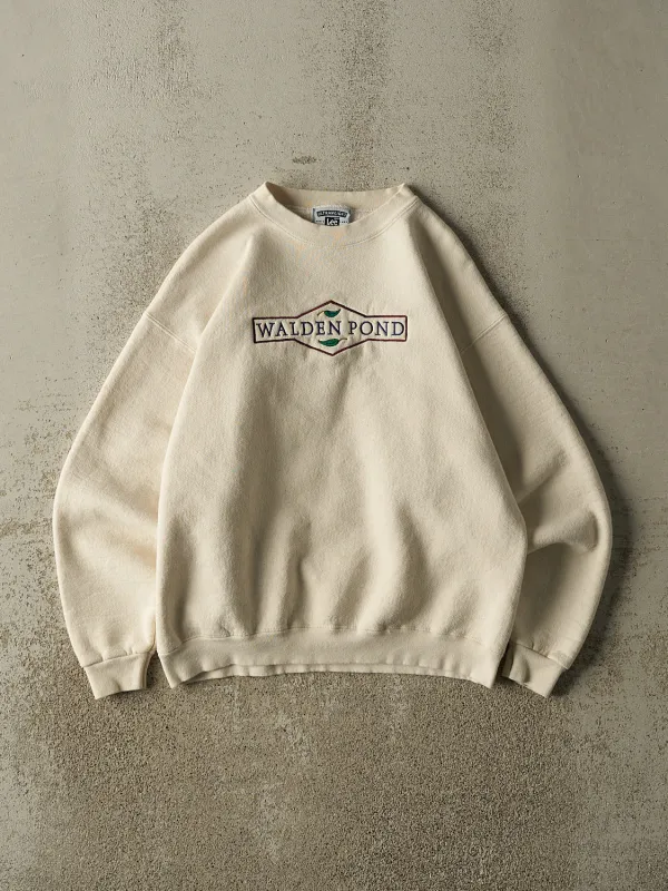 Vintage 90s Beige Walden Pond Embroidered Crewneck (S) sold by Rebalance Vintage