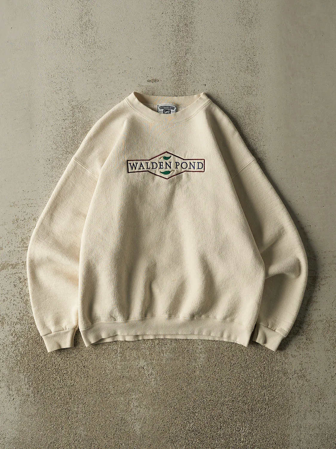 Vintage 90s Beige Walden Pond Embroidered Crewneck (S) sold by Rebalance Vintage