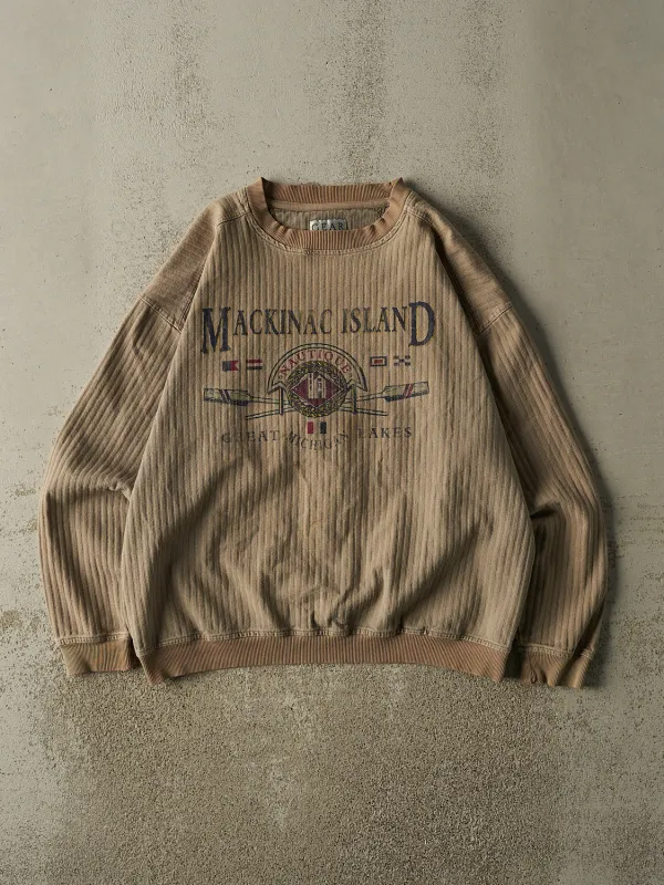 Vintage 90s Brown Mackinac Island Lightweight Crewneck (L) sold by Rebalance Vintage