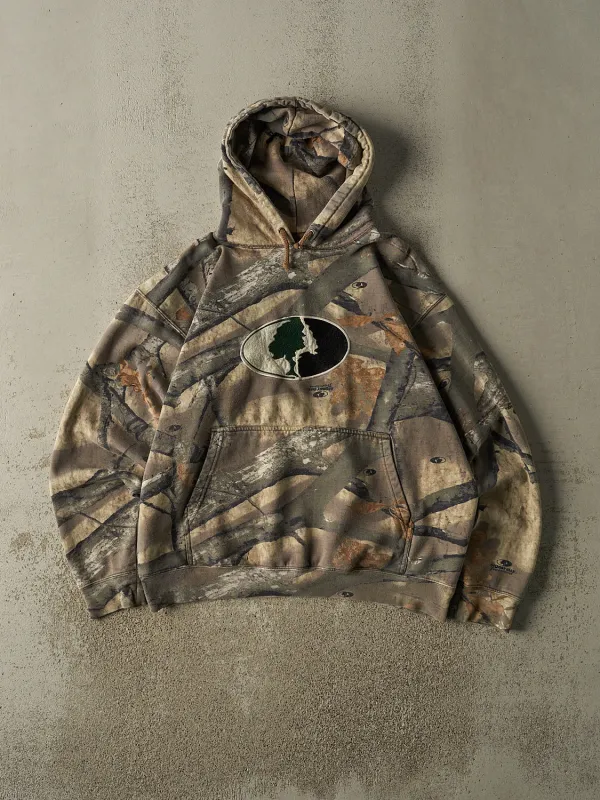 Vintage 90s Camo Mossy Oak x Cabelas Embroidered Hoodie (L) made by Rebalance Vintage