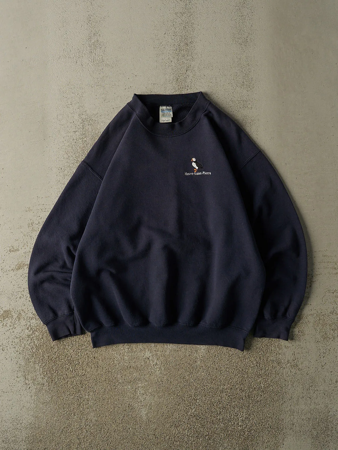 Vintage Y2K Navy Blue Embroidered Crewneck (L) sold by Rebalance Vintage