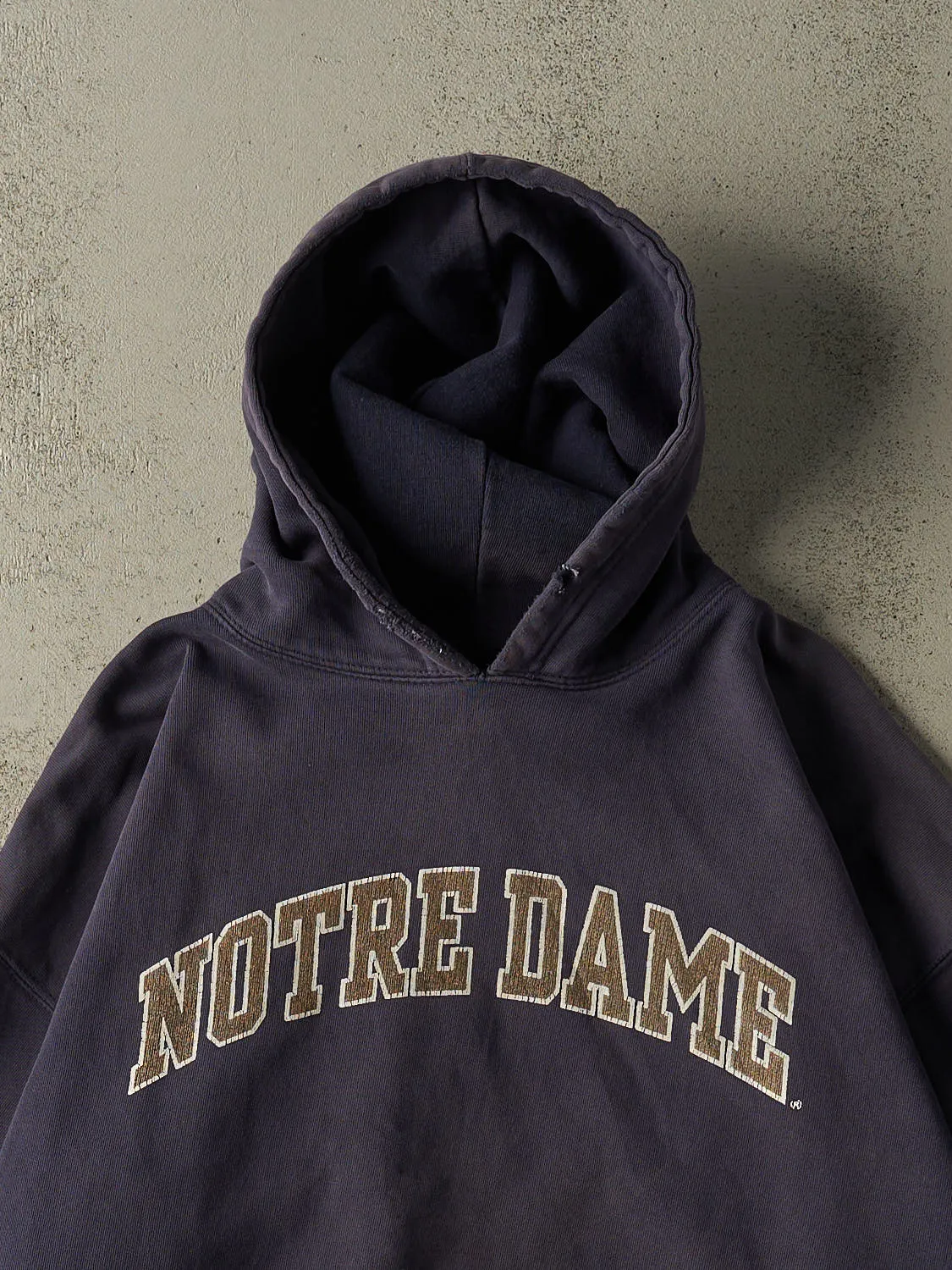 Vintage 90s Sun Faded Navy University of Notre Dame Hoodie (XXL/XXXL) sold by Rebalance Vintage product image thumbnail 2