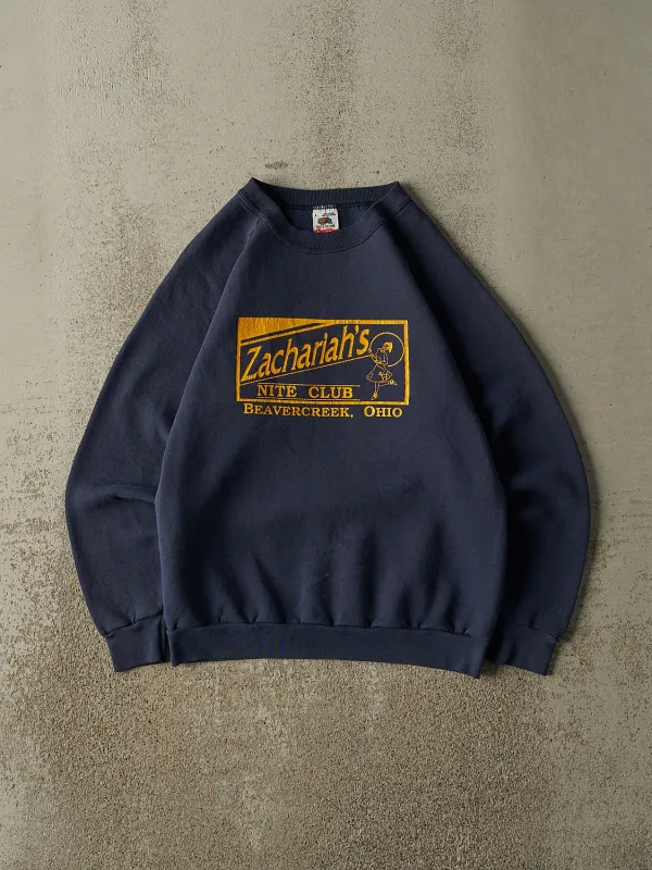 Vintage 80s Navy Blue Zachariah's Nite Club Crewneck (XS/S) sold by Rebalance Vintage