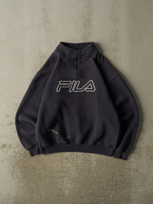Vintage 90s Navy Blue Fila Embroidered Quarter Zip Sweater (M/L) made by Rebalance Vintage