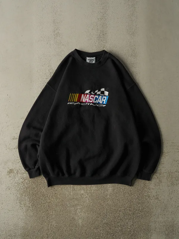 Vintage 90s Black Nascar Racing Embroidered Crewneck (XL/XXL) made by Rebalance Vintage