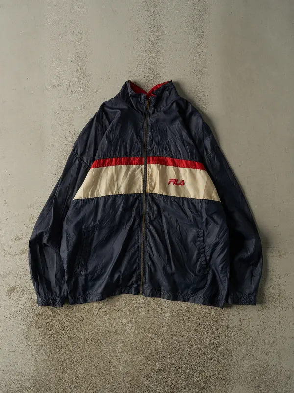 Vintage 90s Navy Blue Fila Windbreaker Jacket (XL/XXL) made by Rebalance Vintage