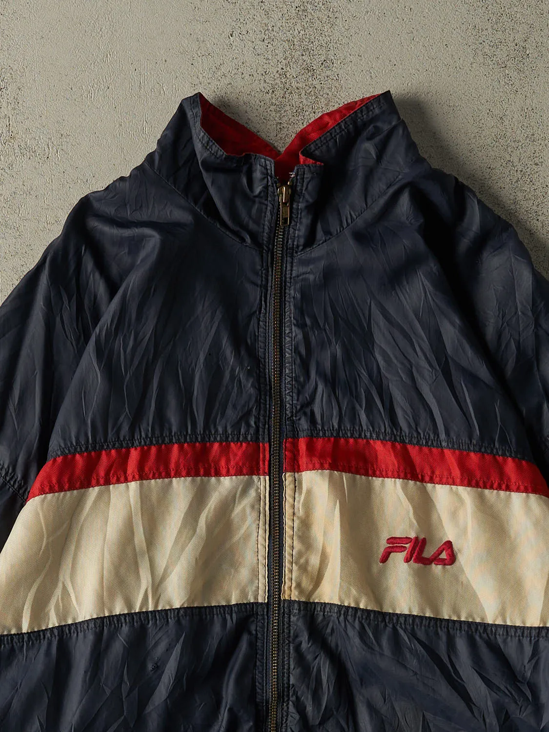 Vintage 90s Navy Blue Fila Windbreaker Jacket (XL/XXL) sold by Rebalance Vintage product image thumbnail 3